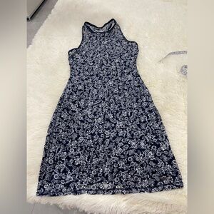 Abercrombie & Fitch Navy and White Floral Midi Dress